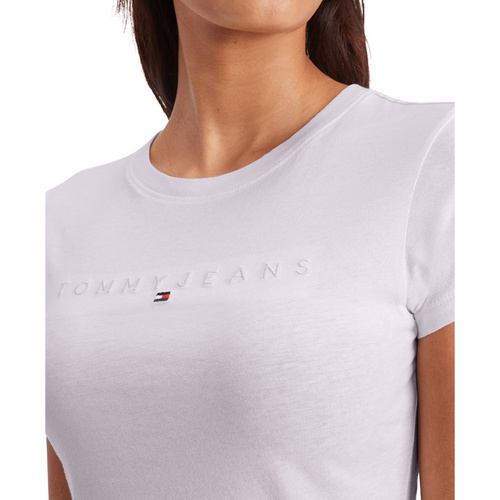 타미힐피거 Womens Cotton Slim-Fit Tonal-Logo T-Shirt