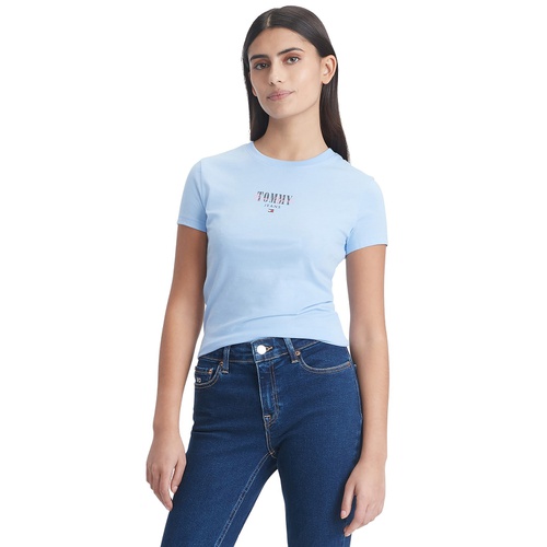 타미힐피거 Womens Slim-Fit Essential Logo Graphic T-Shirt