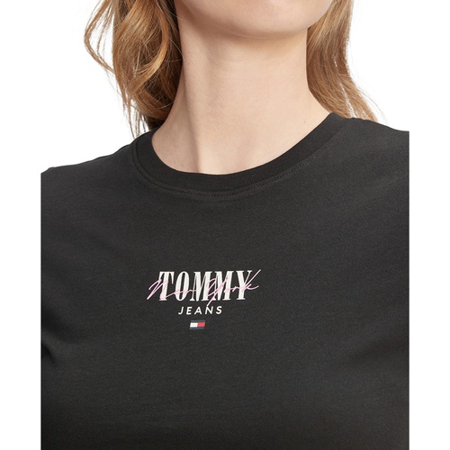 타미힐피거 Womens Slim-Fit Essential Logo Graphic T-Shirt