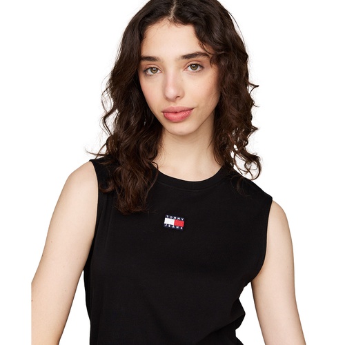 타미힐피거 Womens Cotton Logo Badge Midi Tank Dress