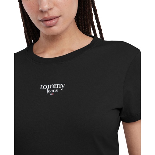 타미힐피거 Womens Essential Logo Slim-Fit T-Shirt