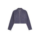 BLUE CORDUROY ZIP FITTED JACKET