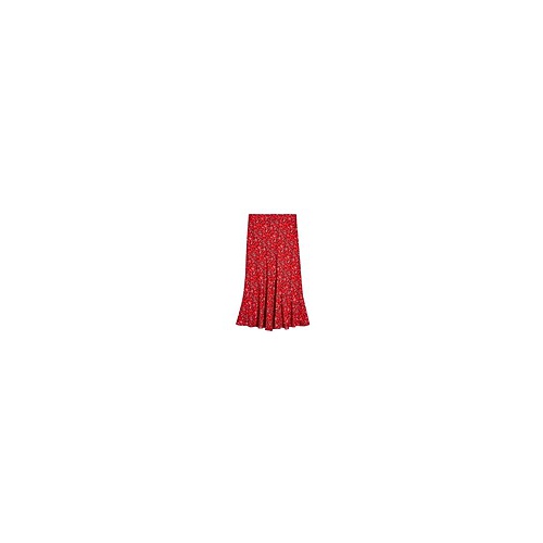 탑샵 RED ANIMAL PRINT FLOUNCE MIDI SKIRT