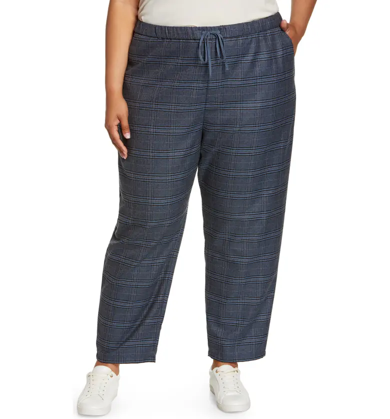 Treasure & Bond Plaid Drawstring Pants_NAVY- BLACK HERITAGE PLAID