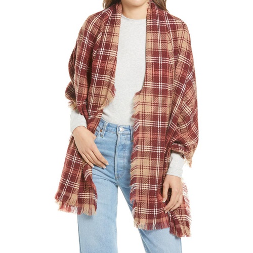  Treasure & Bond Plaid Burlap Scarf_RED POPLIN CHECK