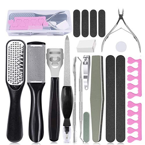  TT-Fantastic Professional Pedicure Kit foot rasp foot file - 20 in 1 Stainless Steel Foot File Exfoliating Prevent and Callus Clean Feet Dead Skin Tools Set, Foot Care Kit for Wome
