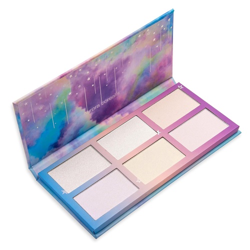  TZ COSMETIX - Aurora Borealis 6 Colors Highlighter / Glow Kit - Wet Soft Cream Powder Illuminating Makeup Palette - with Rainbow Star Box tz-6fb