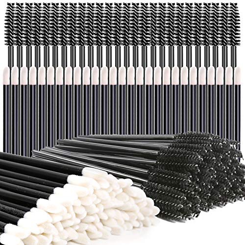  Disposable Makeup Applicators, Teenitor 100Pcs Lipstick Applicator Wands& 100Pcs Eyelash Mascara Wands Lip Gloss Lipstick Tester Eye Lash Brush Halloween Makeup