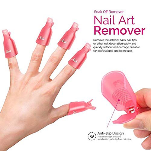  Teenitor gel nail remover kit with10pcs Gel Clip Remover, Brush for Nails, Nail Files 100/180, Buffer Block 400/4000, Stainless SteelCuticle Peeler and 115pcs Lint Free Cotton Pads