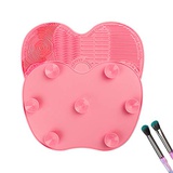 Makeup Brush Cleaning Mat Tenmon, Silicone Suction Cup Portable Makeup Brush Cleaning Tool,Medium(Rose Red)