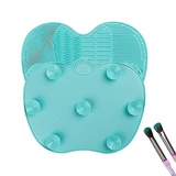Makeup Brush Cleaning Mat Tenmon, Silicone Suction Cup Portable Makeup Brush Cleaning Tool,Medium，3 Colors (Green)