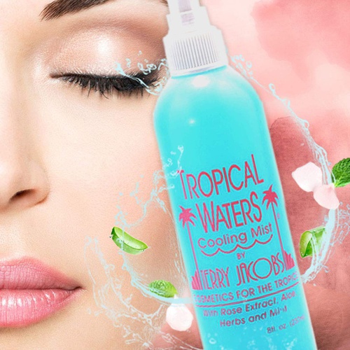  Terry Jacobs Cosmetics for the Tropics Tropical Waters Rose Water Face Mist Make Up Setting Spray, Non-irritating, Cooling Spray and Facial Mist, 8oz Long Lasting, Hydrating, Face Mist, Cosmetic Finishing Spray, Hot Fla