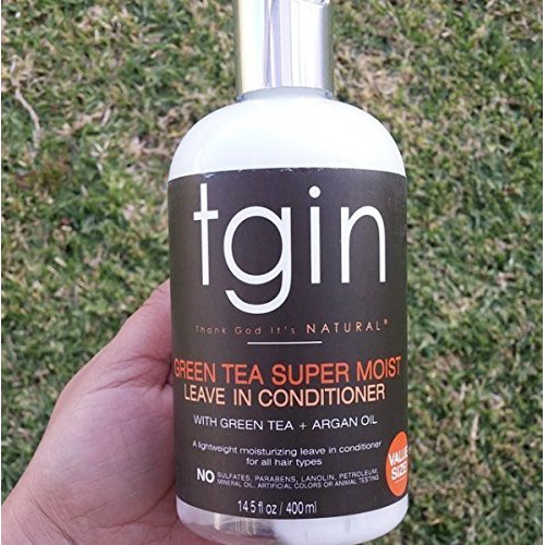  tgin Green Tea Super Moist Leave in Conditioner For Natural Hair, Argan oil, White, Green Tea, Shea butter, 13 Fl Oz