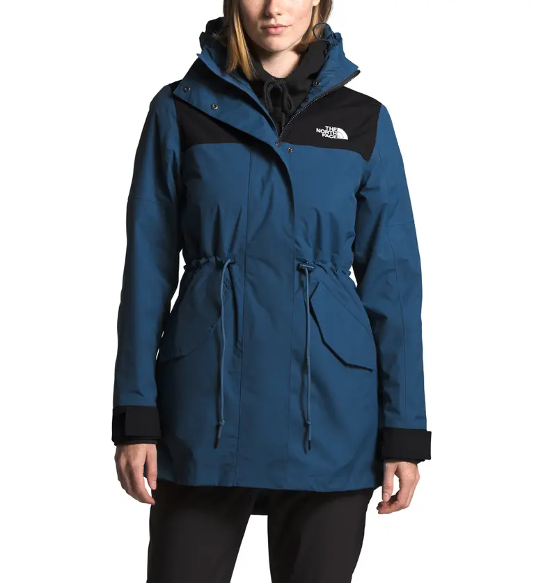 The North Face Metroview Trench Water Repellent & Windproof Rain Coat_SHADY BLUE/ BLACK