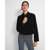Theory Cropped Trench Coat in Admiral Crepe