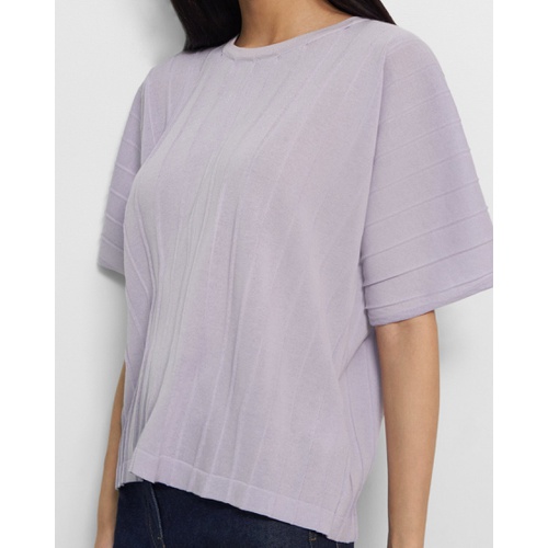 띠어리 Theory Pleated Short-Sleeve Sweater in Cotton Blend