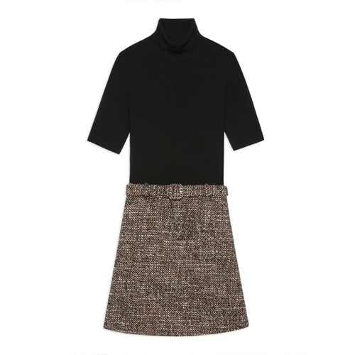 띠어리 Theory Knit Combo Dress in Wool-Blend Tweed
