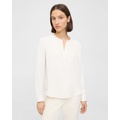 Theory Henley Blouse in Silk Georgette