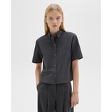 Cropped Short-Sleeve Shirt in Good Wool
