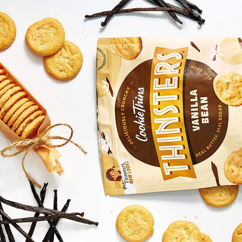  THINSTERS Cookies 6 Count Variety, 4oz Chocolate Chip, Toasted Coconut, Meyer Lemon, Brownie Batter, Vanilla Bean, Key Lime Pie, Non-GMO, Peanut Free, No Corn Syrup, Crunchy Cookie