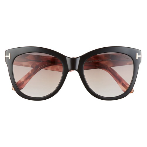 탐포드 Tom Ford Wallace 54mm Gradient Cat Eye Sunglasses_SHINY BLACK PINK HAVANA/ BROWN