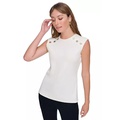 Womens Sleeveless Texture Top with Hardware