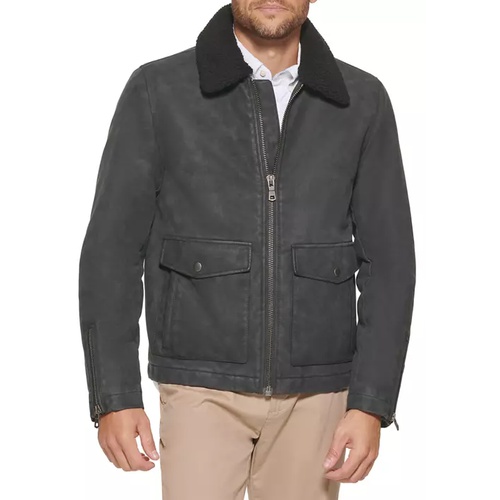 타미힐피거 Faux Leather Sherpa Collar Moto Jacket