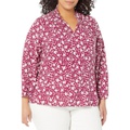 Tommy Hilfiger Plus Size Ruffle Neck Peasant Top Floral