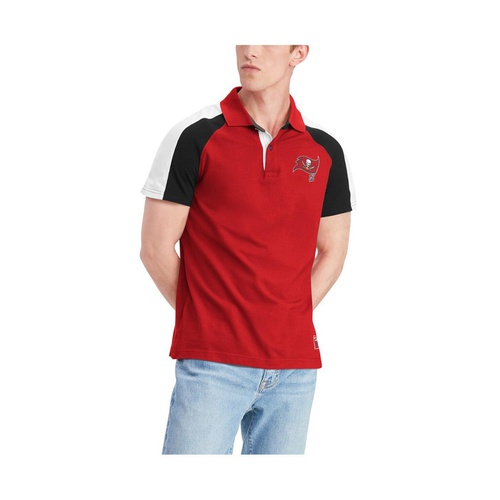 타미힐피거 Mens Red White Tampa Bay Buccaneers Holden Raglan Polo Shirt