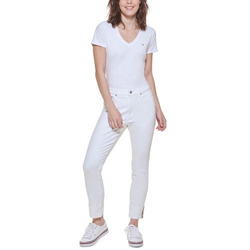 타미힐피거 Womens Tribeca TH Flex Raw-Cuff Skinny Jeans