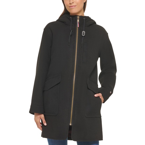 타미힐피거 Womens Zip Front Hooded Coat
