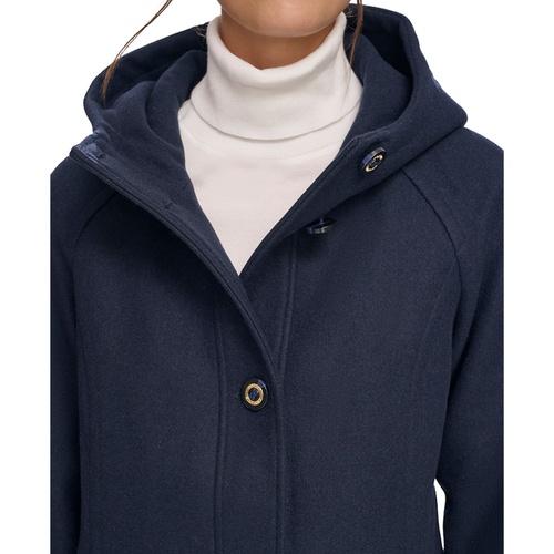 타미힐피거 Womens Hooded Button-Front Coat