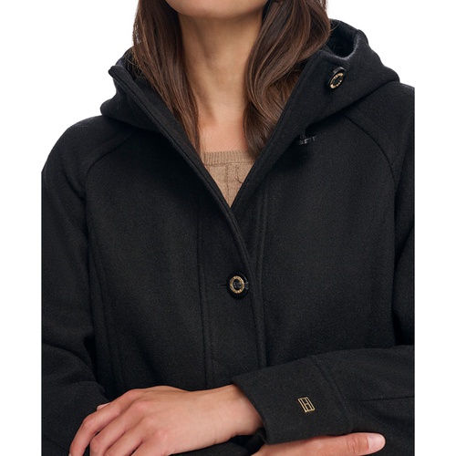 타미힐피거 Womens Hooded Button-Front Coat
