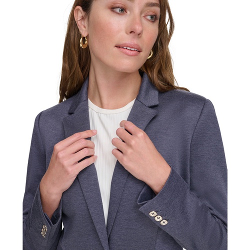 타미힐피거 Womens Notched-Collar One-Button Blazer