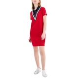 Womens Chevron Colorblocked Polo Dress