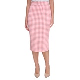 Womens Gingham Midi Pencil Skirt