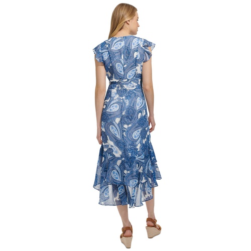 타미힐피거 Womens Paisley-Print Ruffled Midi Dress