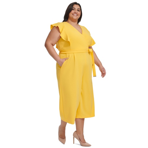 타미힐피거 Plus Size Flutter-Sleeve Cropped Jumpsuit