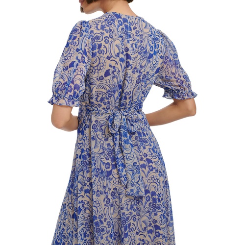 타미힐피거 Womens Printed High-Low Midi Dress