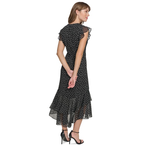 타미힐피거 Womens Polka-Dot Ruffled Midi Dress