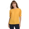 Womens Solid Round-Neck Short-Sleeve Blouse