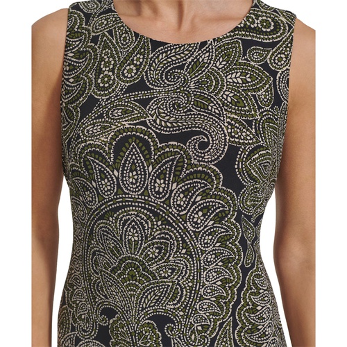 타미힐피거 Womens Printed Round-Neck Sleeveless Knit Dress