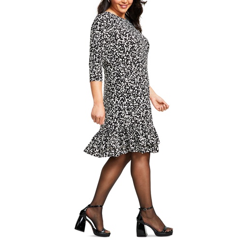 타미힐피거 Plus Size Playful-Petal-Print Ruffled Jersey Dress