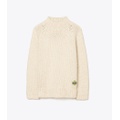 Tory Burch SPECKLED HAND KNIT MOCKNECK SWEATER