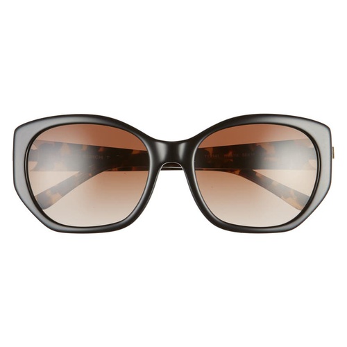 토리버치 Tory Burch 55mm Polarized Cat Eye Sunglasses_BLACK/ DK BROWN GRADIENT