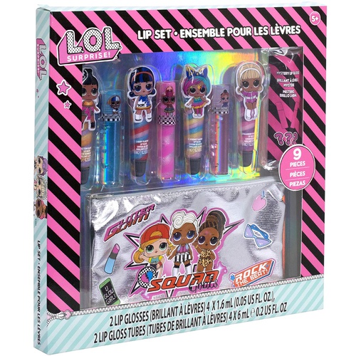  Townley Girl L.O.L. Surprise! Makeup Set with 8 Flavored Lip Glosses for Girls with 1 Surprise Lip Gloss Color and Flavor, Ages 5+