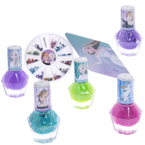  Townley Girl Frozen 2 Non-Toxic Peel-Off Nail Polish Set for Girls, Glittery and Opaque Colors, with Nail Gems, Ages 3+, for Parties, Sleepovers and Makeovers