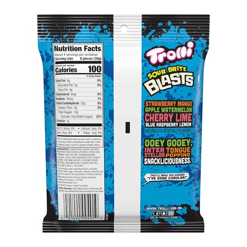  Trolli Sour Brite Blasts Gummy Candy, 4.25 Ounce, Pack of 12