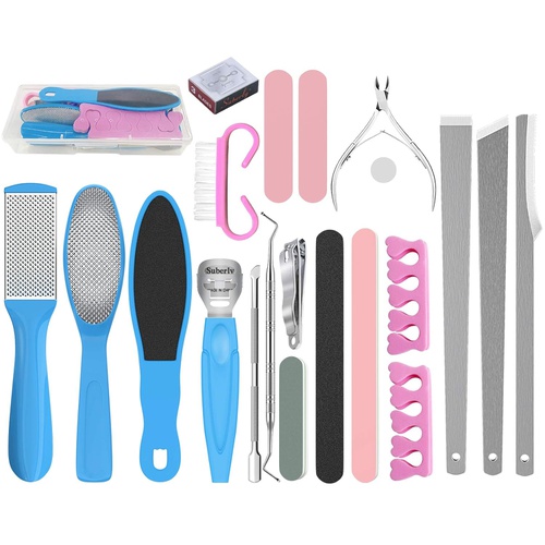  Trooer Professional Pedicure Kit 22 in 1 Stainless Foot Care Pedicure Tools Foot Peel and Callus Clean Pedicure Supplies for Feet Dead Skin Tool Set, Nail Toenail Clipper Foot Care
