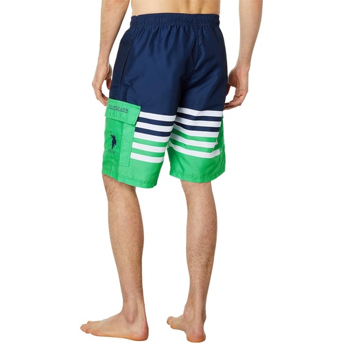  U.S. POLO ASSN. Stripe Color-Block Cargo Swim Shorts